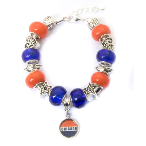 Picture of My Favorite Beads 143192PMM112 Chicago Bears Football Bracelet with Dangling Pendant
