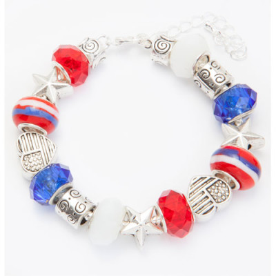 Stars & Stripes Glass Bead Bracelet