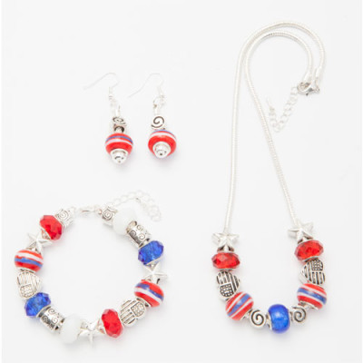Picture of My Favorite Beads 143192PMM225 Stars & Stripes Patriotic Bead Jewelry Set, 3 Piece