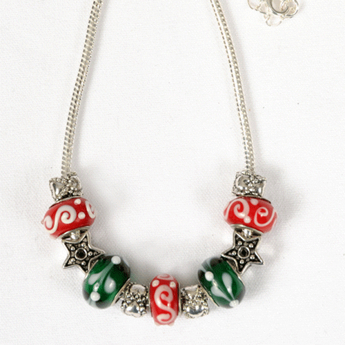 Whimsical Christmas Glass Beaded Necklace