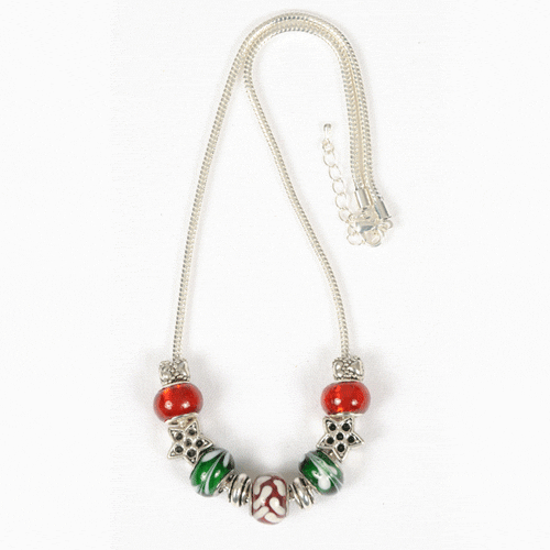 Happy Holidays Christmas Beaded Necklace