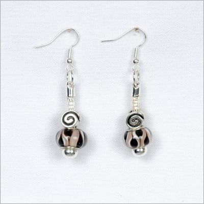 Biker Girl Painted Glass Bead Earrings