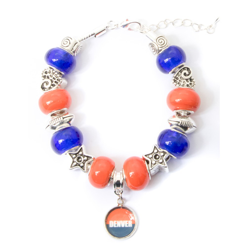 Picture of My Favorite Beads 143192PMM299 Denver Broncos Charm Bracelet with Dangling Pendant