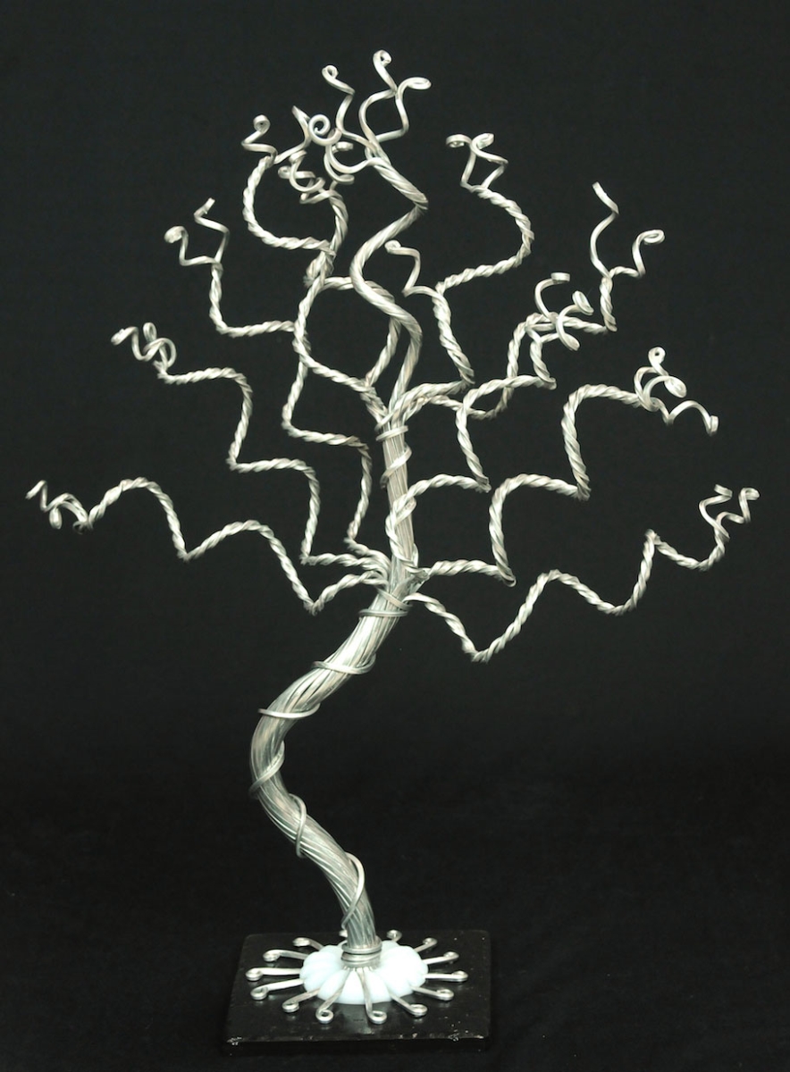 Picture of My Favorite Beads 143192PMM358 Small Silver Jewelry Tree on Black Base