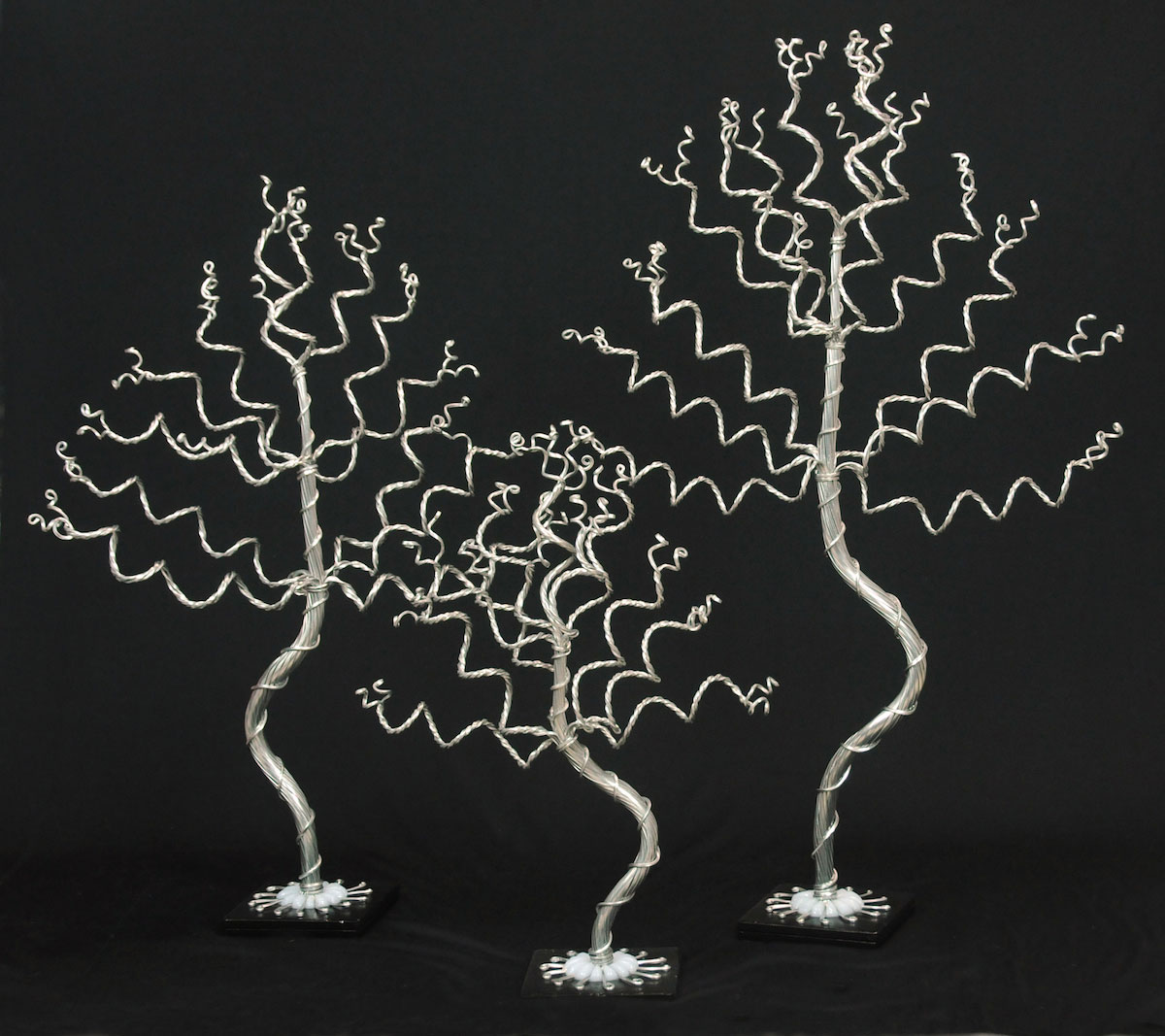 Picture of My Favorite Beads 143192PMM362 Small, Medium Tall Silver Jewelry Trees on Black Bases