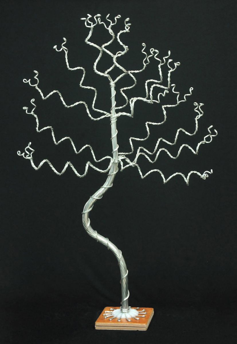 Picture of My Favorite Beads 143192PMM373 Medium Tall Silver Jewelry Tree on Terra Cotta Base
