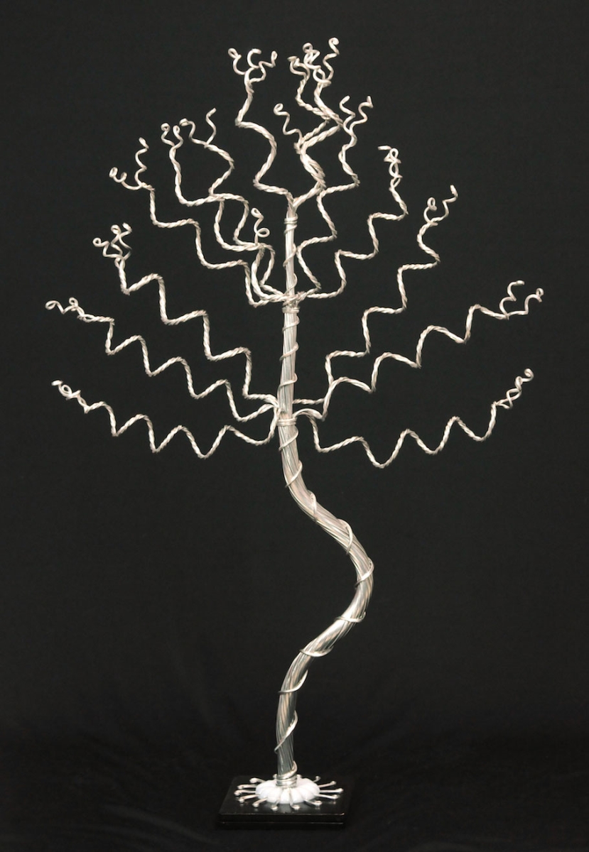 Picture of My Favorite Beads 143192PMM405 Medium Tall Silver Jewelry Tree on Black Base