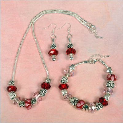 Picture of My Favorite Beads 143192PMM423 Valentines Day Wish Jewelry Set, 3 Piece