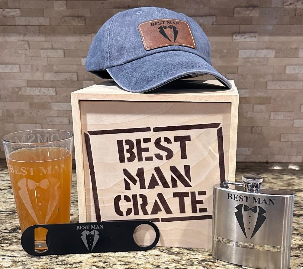 Best Man Crate with 4 Best Man Items Gift Box - Perfect Best Man Gift