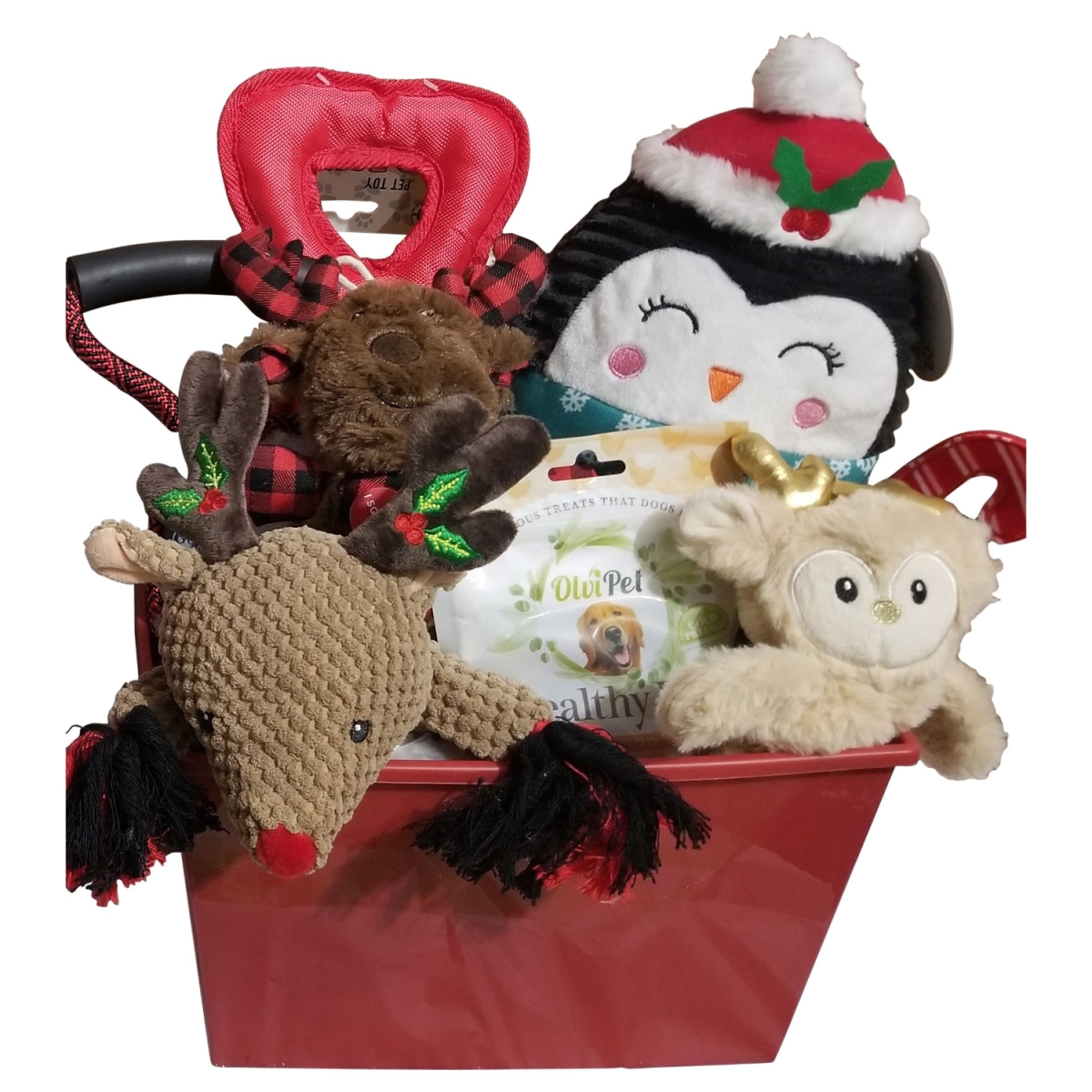 Holiday Christmas Dog Gift Basket - Medium