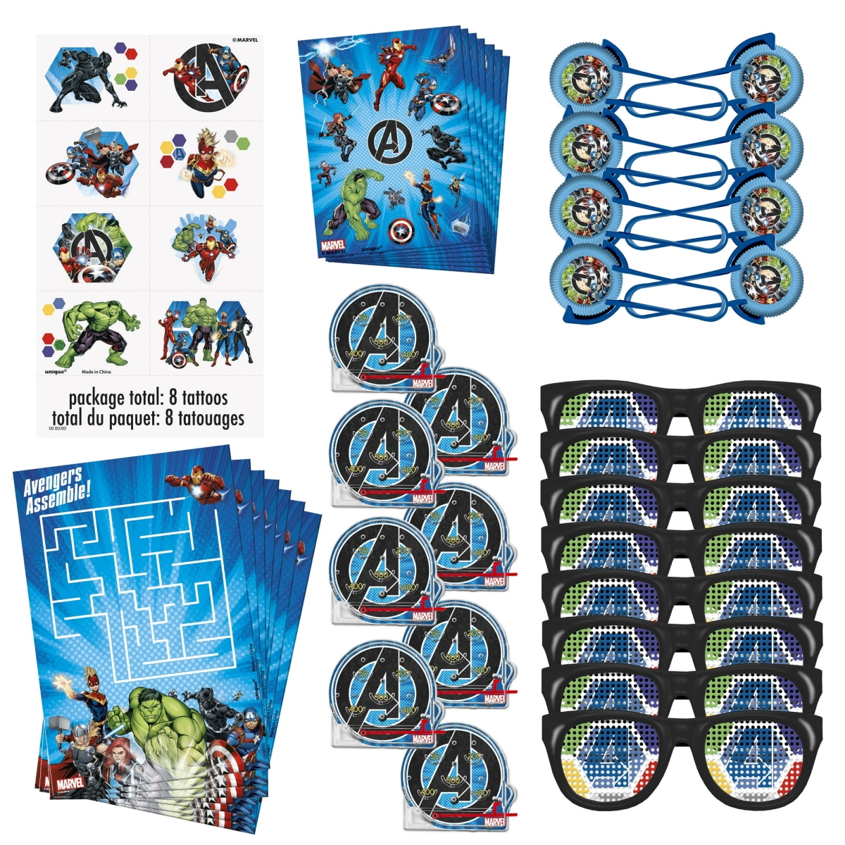 Picture of Unique 143192PMM586 2 Avengers Favor Packs - Birthday Party Mega Mix with Total - Party Supplies&#44; Multi Color - 96 Piece