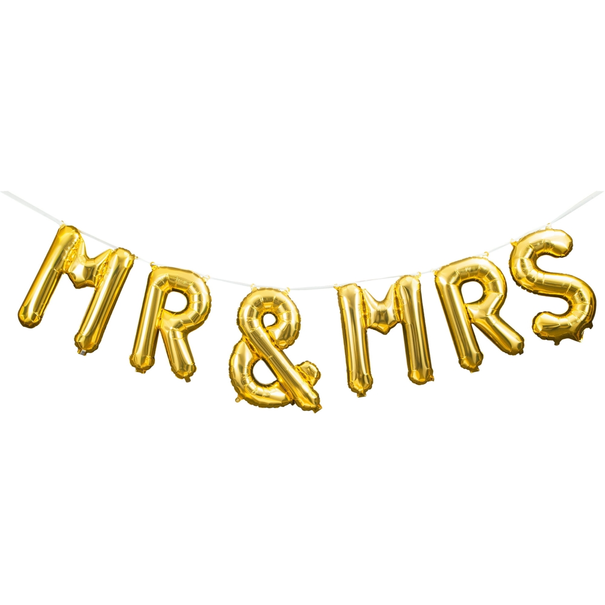 Picture of Unique 143192PMM576 18 in. Wedding Banner - Air-Filled Mr. & Mrs. Balloon Banner Kit Includes String to Hang Letters&#44; Gold