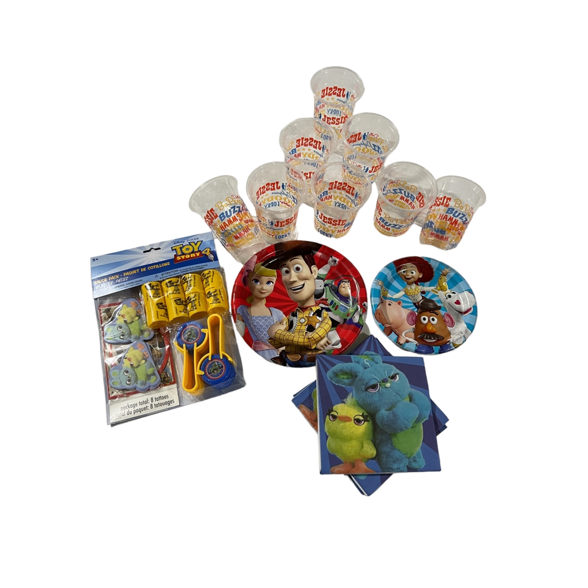 Picture of Unique 143192PMM588 Toy Story Party Pack for 8 Guests with Plates&#44; Napkins&#44; Cups & Party Favors - Woody Party Bundle&#44; Multi Color