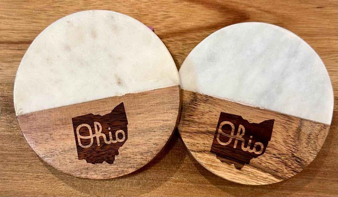 Picture of Ohio Basket Chic 143192PMM606 Coasters with State of Ohio Design Perfect Made in Ohio Gift - Pack of 4