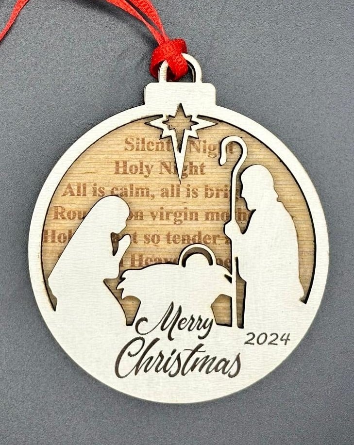 0123456789123456 Nativity Scene Christmas Ornament with Current Year