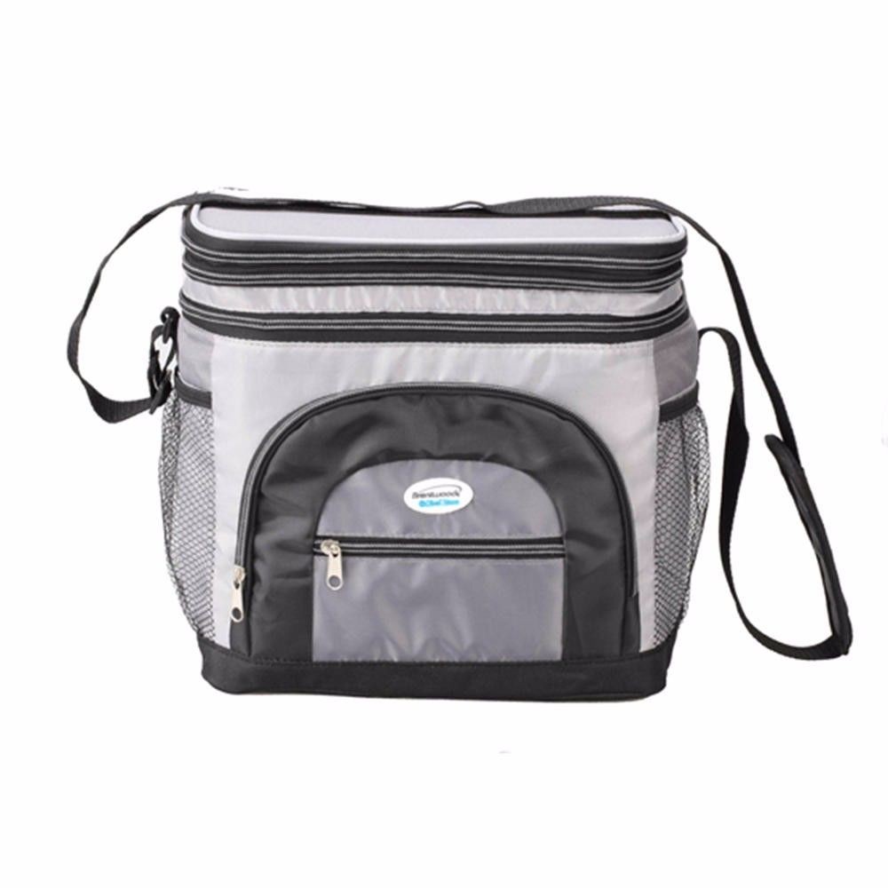 Cooler Bag 6 Can with Hard Plastic Ice Bucket, Grey