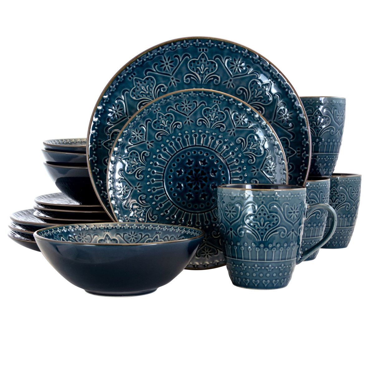 Picture of Elama EL-DEEPSEAMOZAIC Deep Sea Mozaic Luxurious Stoneware Dinnerware with Complete Setting for 4 - 16 Piece