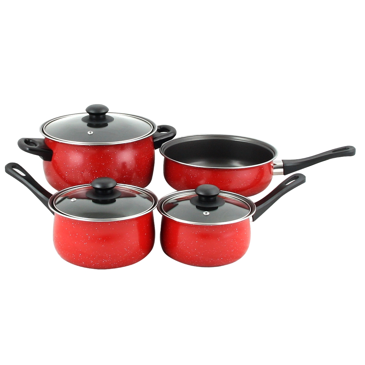 Picture of Gibson 108170.07 Casselman Cookware Set in Red with Bakelite Snow Handle - 7 Piece