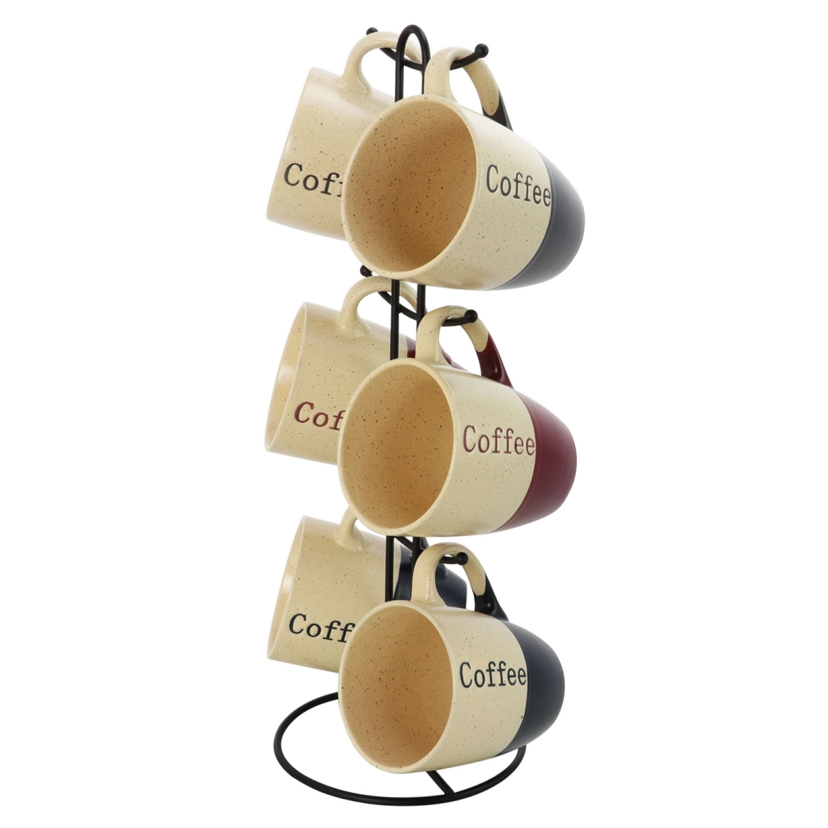 12 oz Coffee House Mug Set with Stand, Assorted Color - 6 Piece
