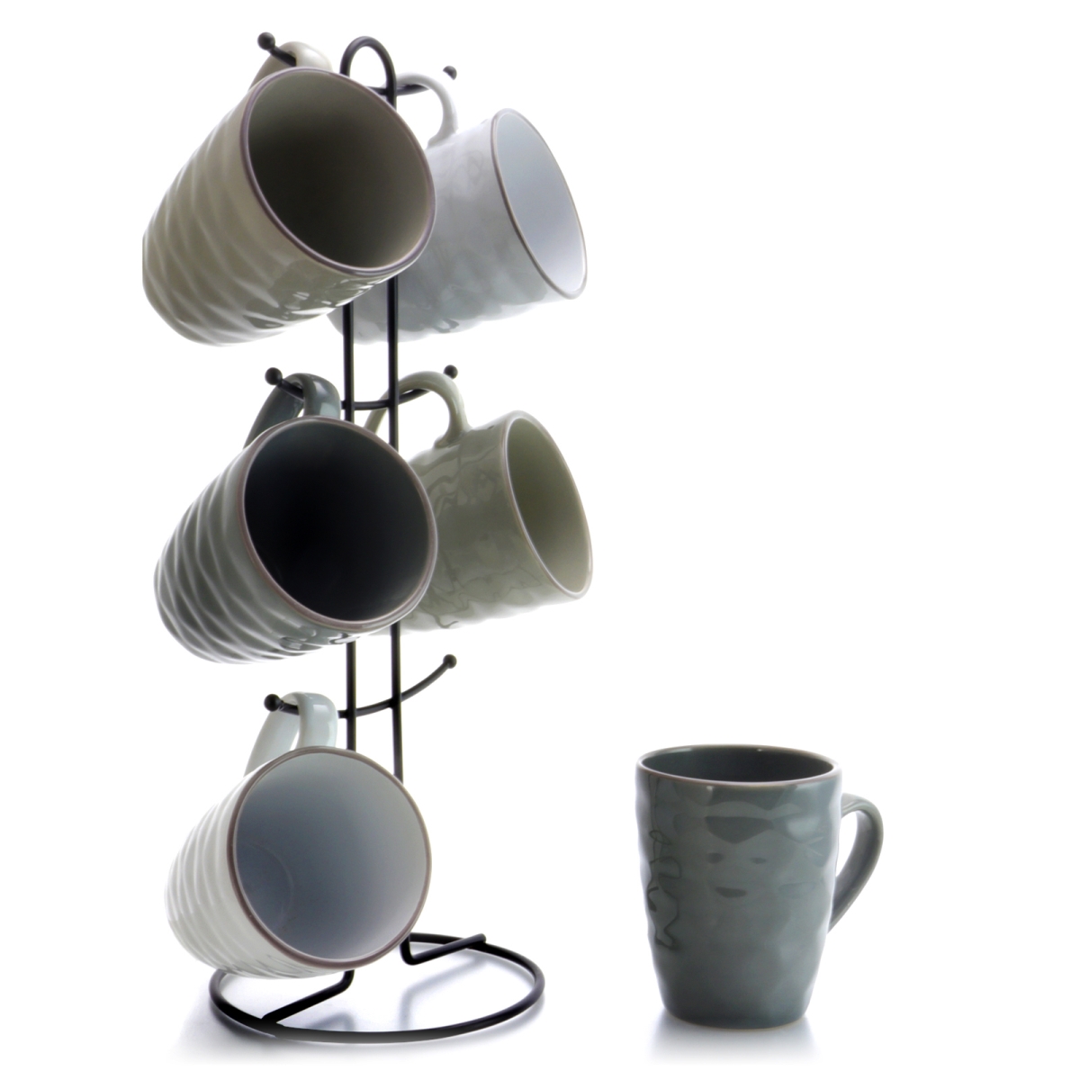 Picture of Elama EL-TAHITIANWAVES 12 oz Tahitian Waves Mug Set with Stand, Assorted Color - 6 Piece