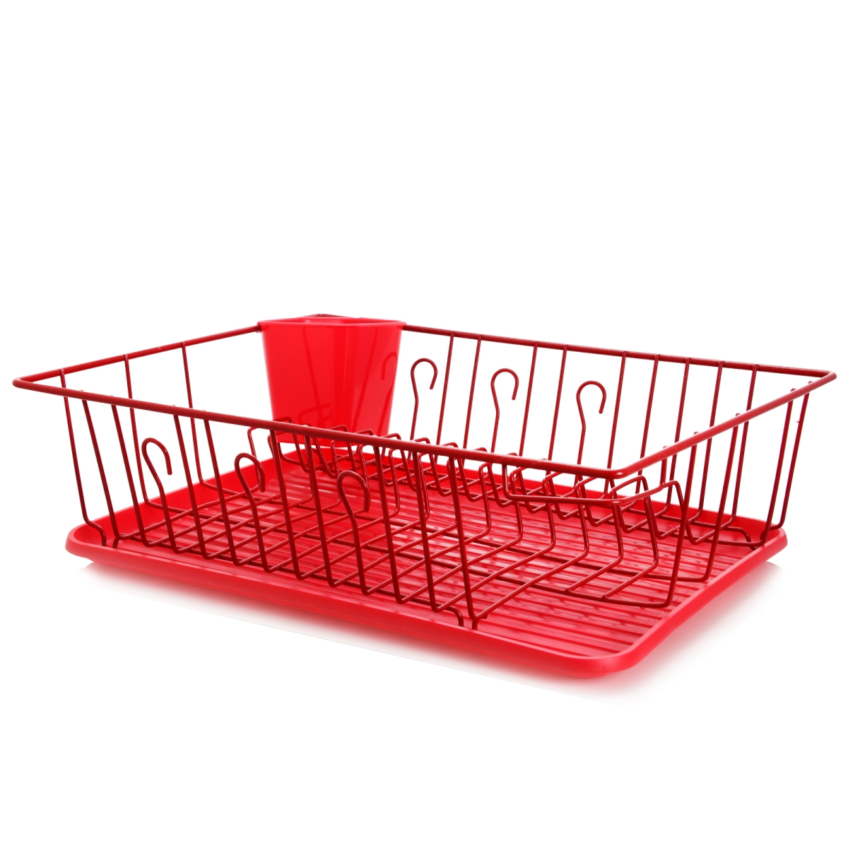 Picture of Mega Chef DR-103 17.5 in. Red Dish Rack with 14 Plate Positioners & A Detachable Utensil Holder