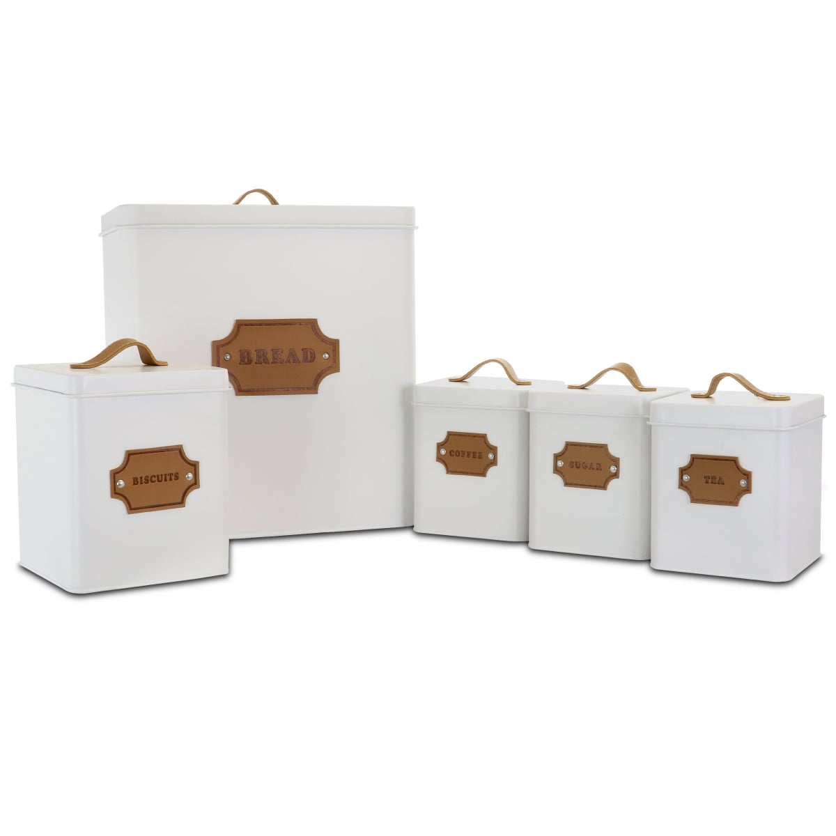 Picture of Megachef MG-415 5 Piece Kitchen Food Storage & Organization Canister Set, White