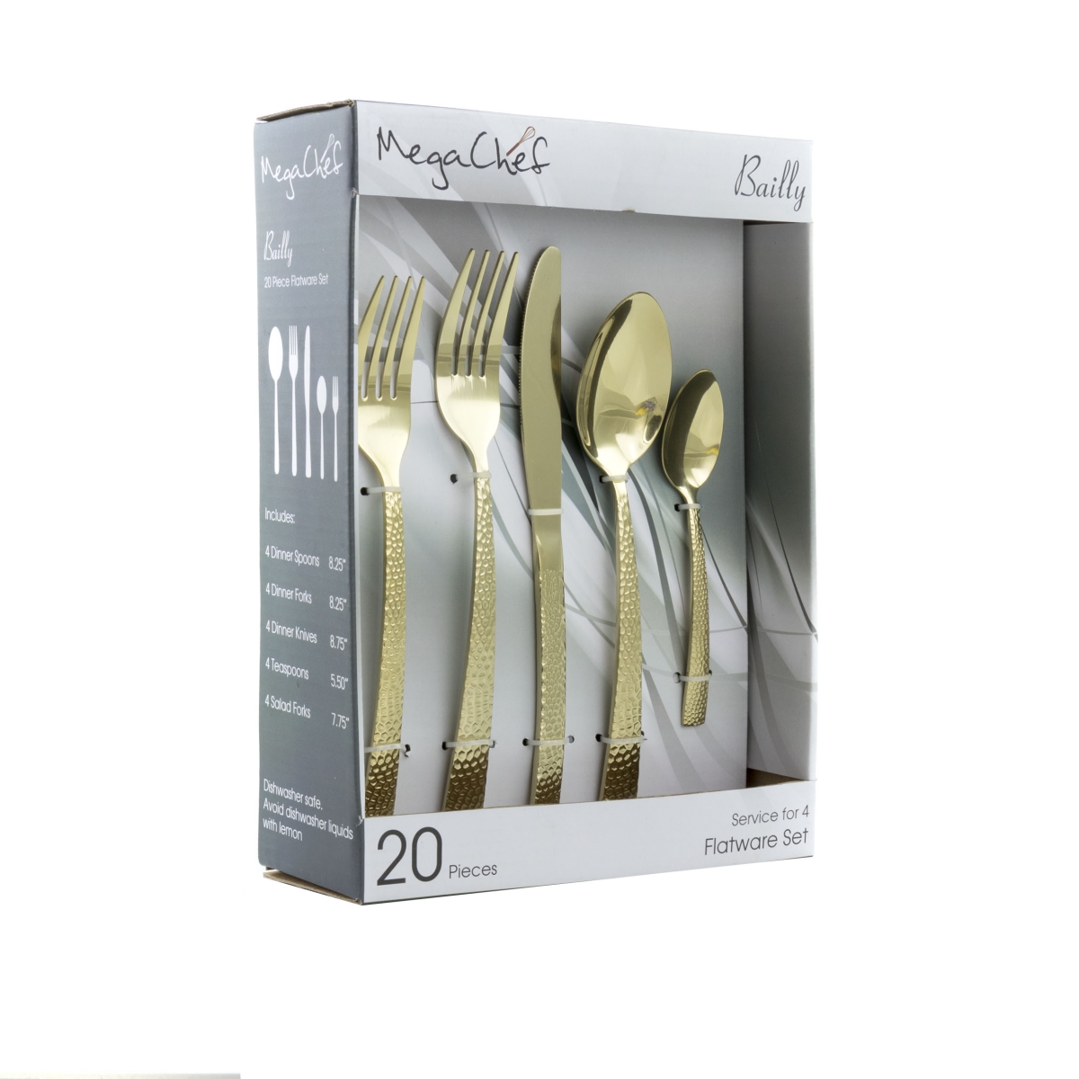 Picture of Megachef MCFW-BAILY-LIGHTGOLD 20 Piece Baily Flatware Utensil Set with Stainless Steel Silverware Metal Service&#44; Light Gold