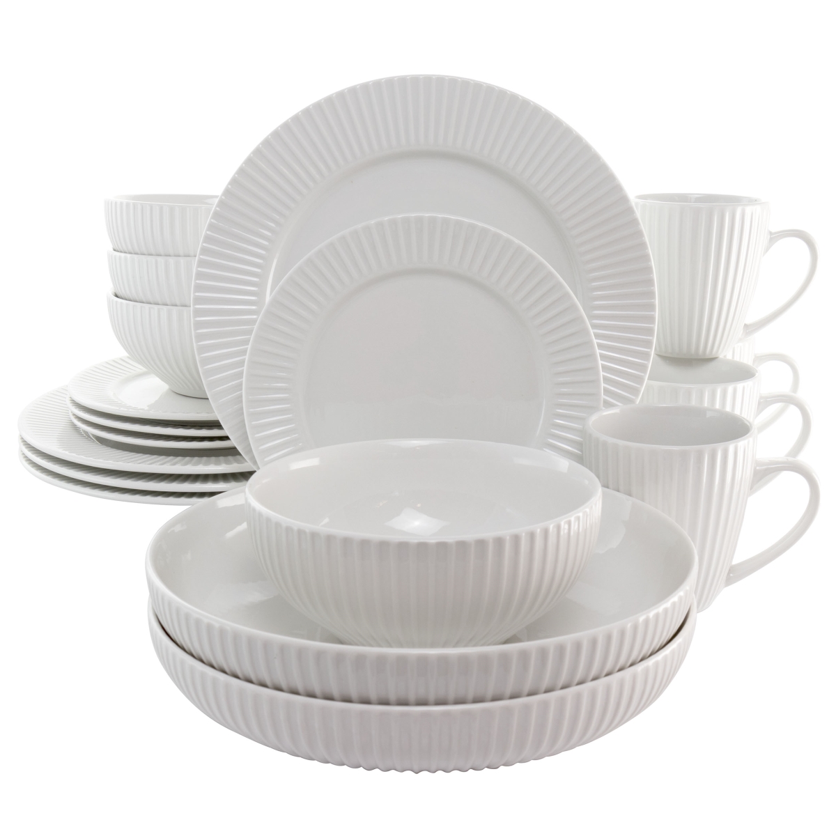 Picture of Elama EL-ELLE 18 Piece Elle Porcelain Dinnerware Set with 2 Large Serving Bowls&#44; White