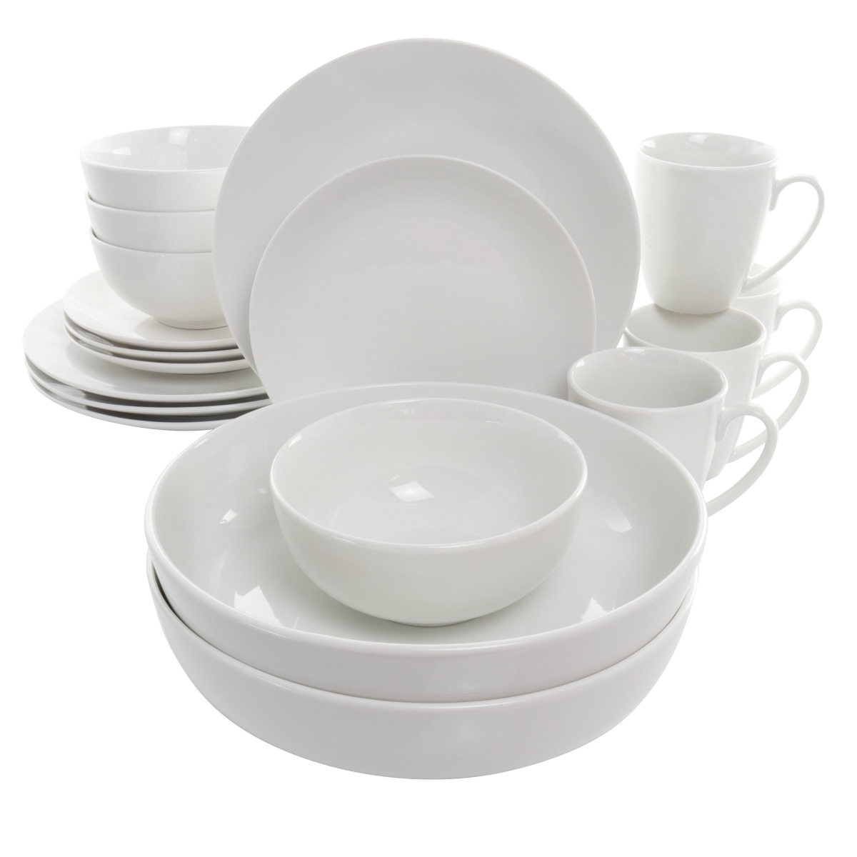 Picture of Elama EL-OWEN 18 Piece Owen Porcelain Dinnerware Set with 2 Large Serving Bowls&#44; White