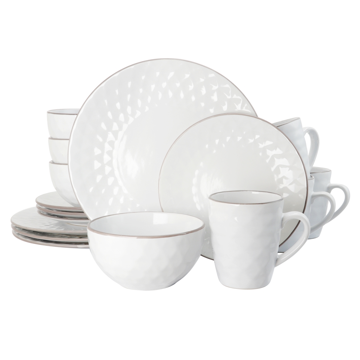 Picture of Elama EL-MEDICIPEARL Luxurious Medici Pearl Dinnerware Set in Slate & Stone Pearl with Setting for 4 - 16 Piece