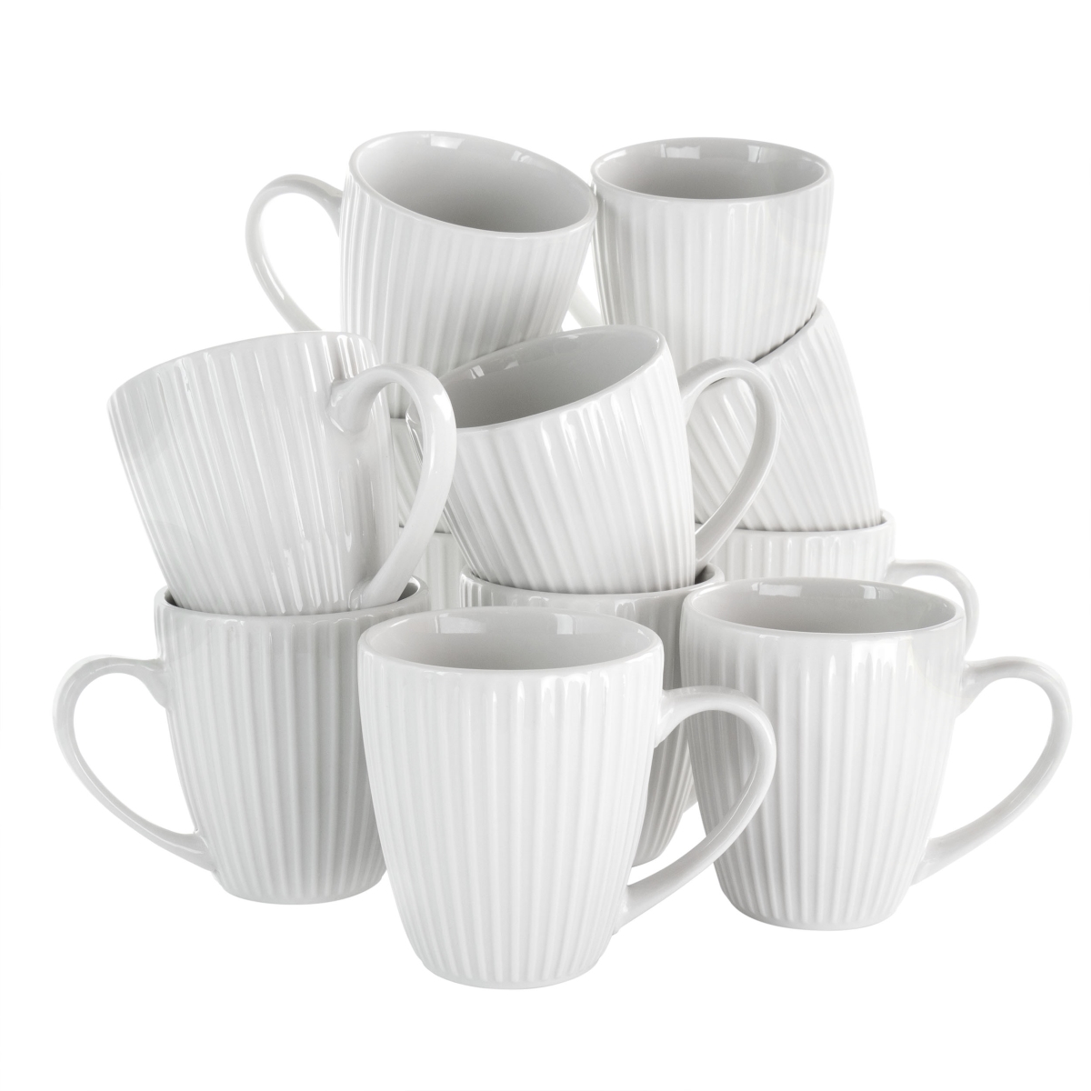 Picture of Elama EL-ELLE12PC Elle Round Porcelain Mug Set, White - 12 Piece