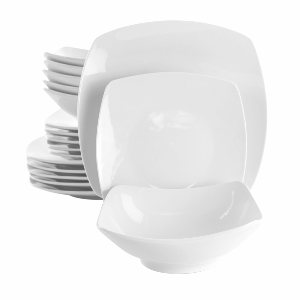 Picture of Elama EL-NEWMAN18 Newman Square Porcelain Dinnerware Set&#44; White - 18 Piece