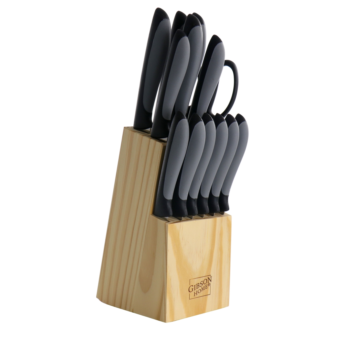 Picture of Gibson Home 127769.14 Dorain Stainless Steel Cutlery Set, Black with Wood Block - 14 Piece