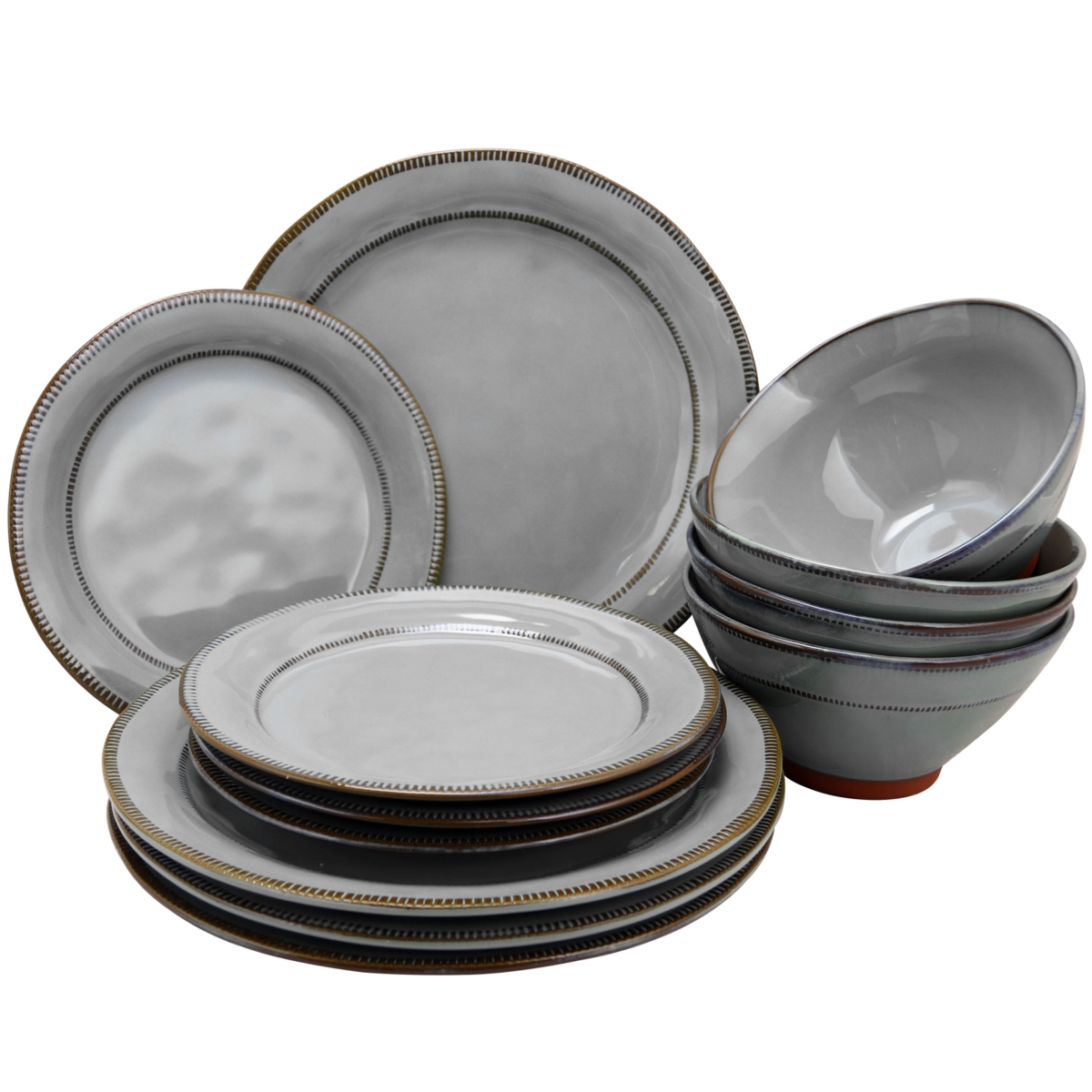 Picture of Gibson Elite 116889.12 12 Piece Terranea Dinnerware Set, Gray