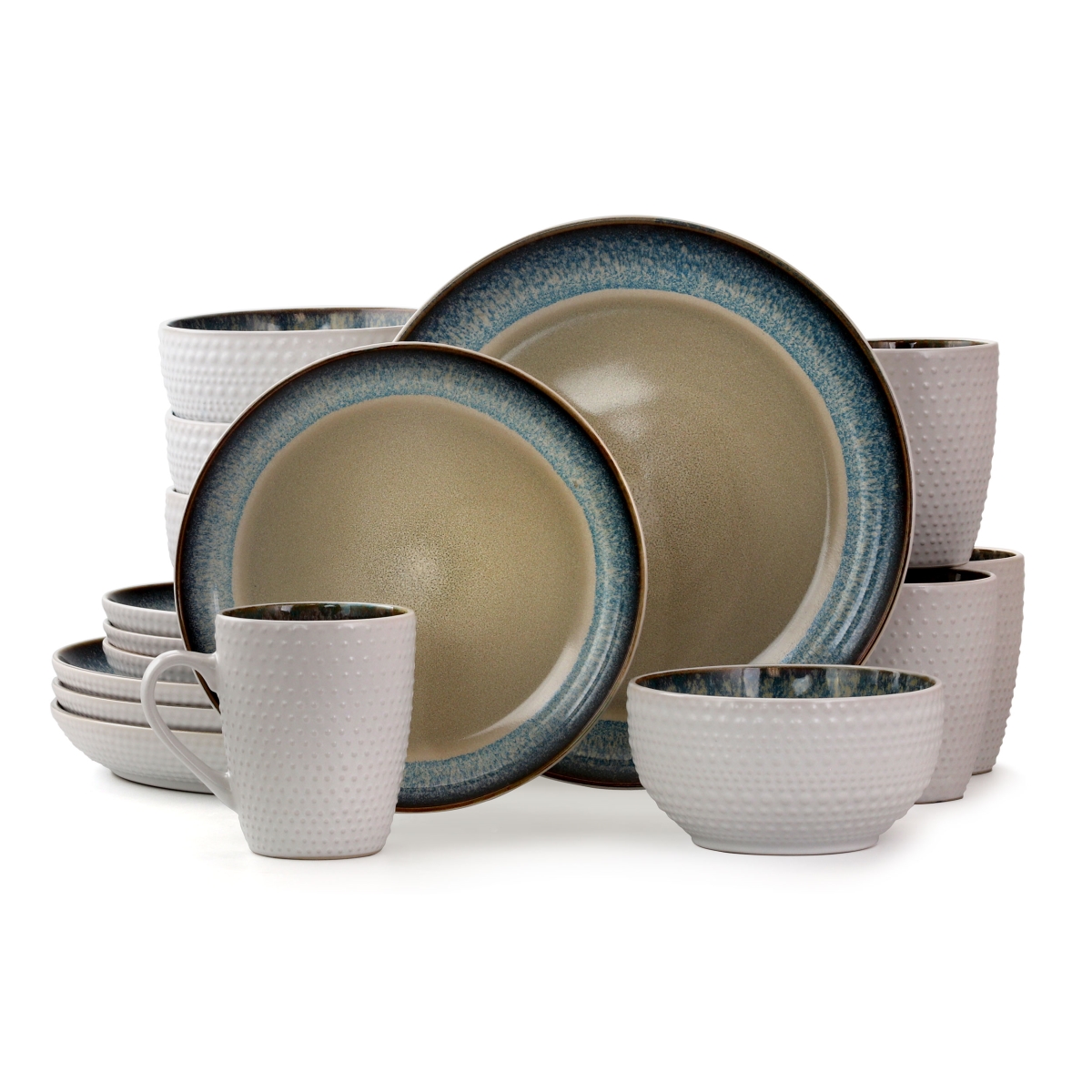 Picture of Elama EL-MODERNDOT16 Modern Dot Luxurious Stoneware Dinnerware with Complete Setting for 4 - 16 Piece