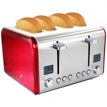 Picture of MegaChef MG-TS2700 4 Slice Toaster in Stainless Steel&#44; Red