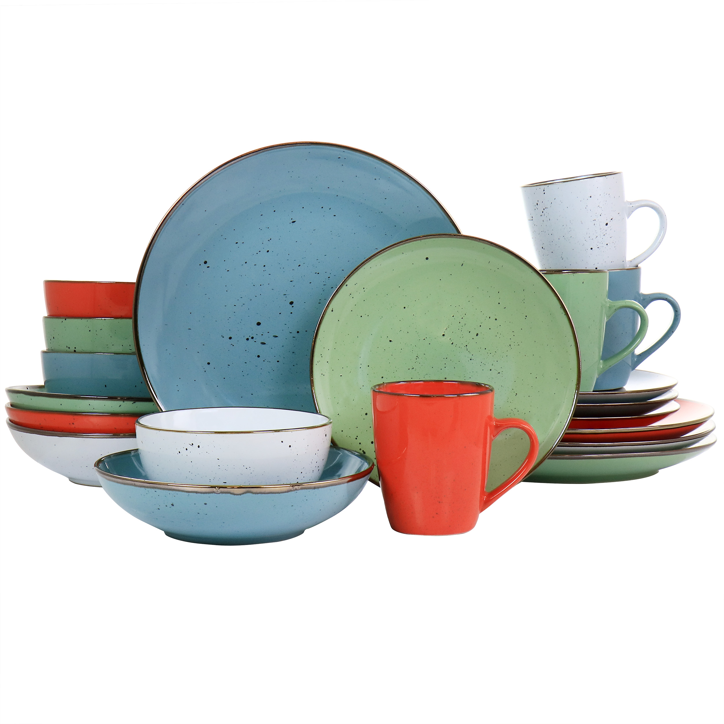 Picture of Elama ELM-EVELYN Evelyn Mix & Match Round Stoneware Dinnerware Set&#44; Assorted Color - 20 Piece