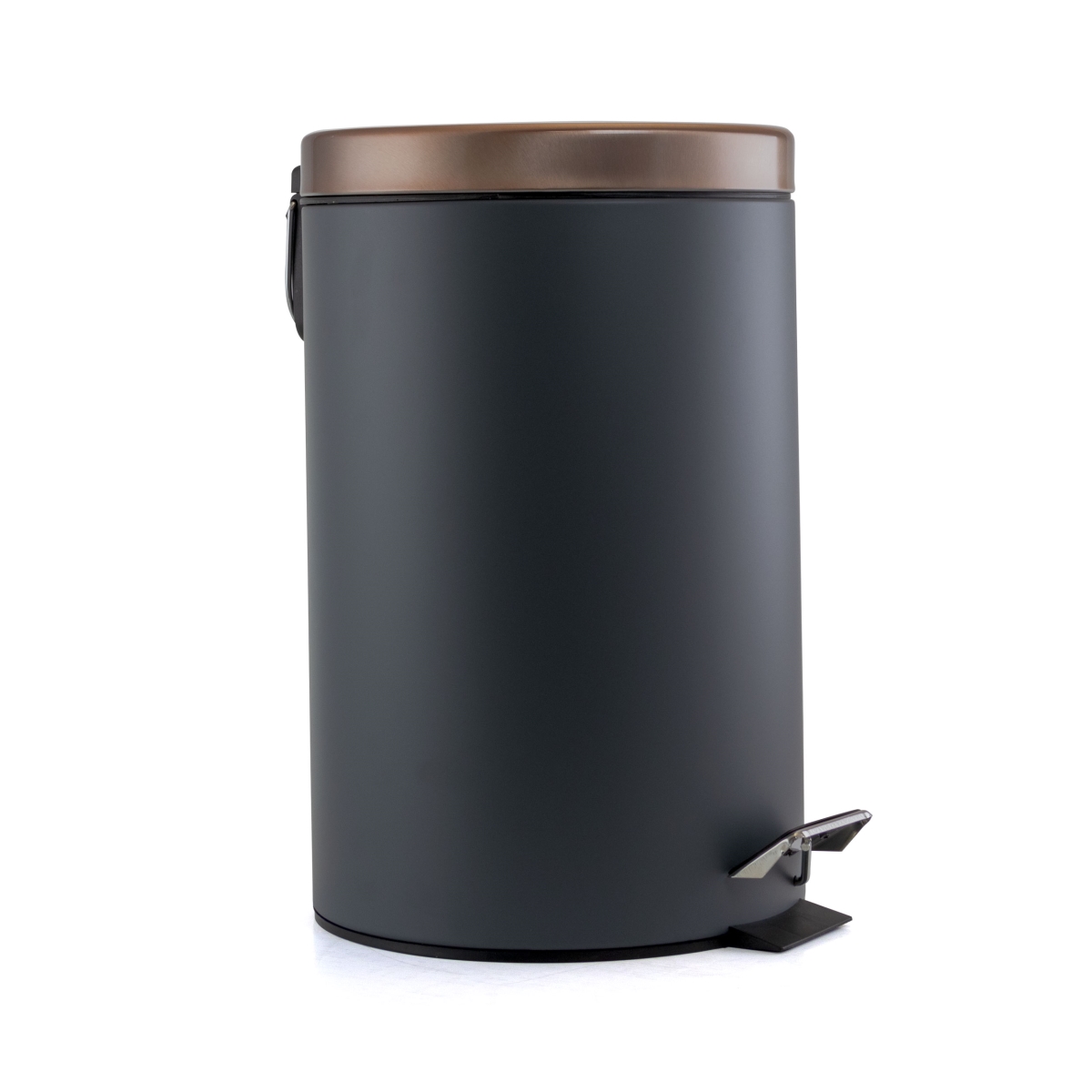 Stylish 5L Soft Pedal Trash Bin - Grey & Copper - Compact Design - Easy Step