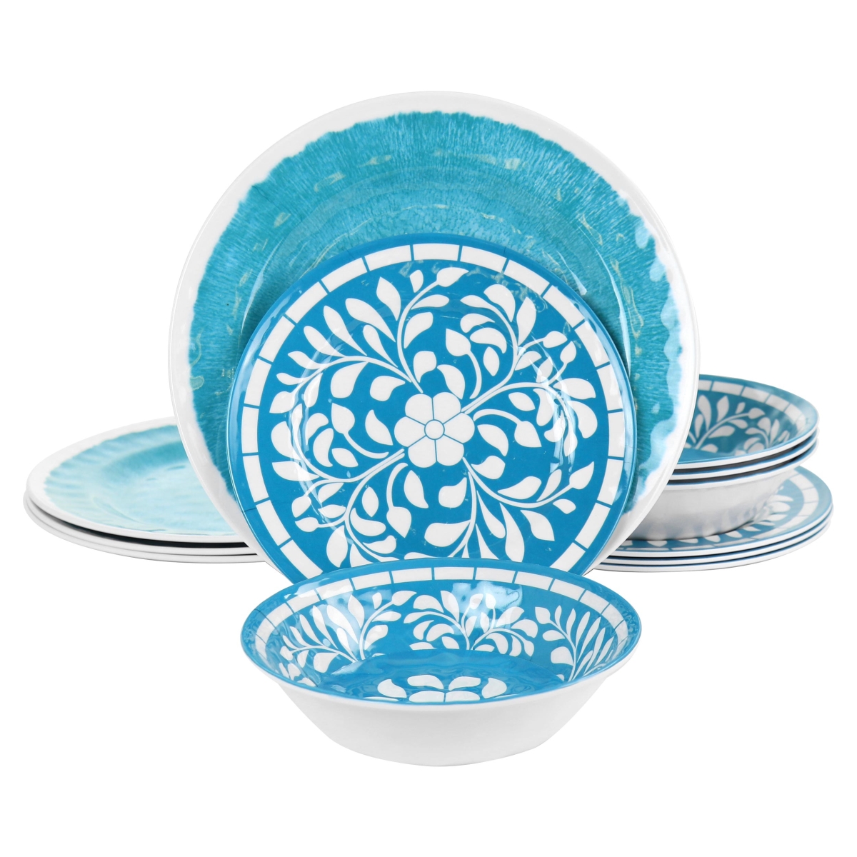 Picture of Elama EL-TELLY Telly Melamine Dinnerware Set, Teal - 12 Piece