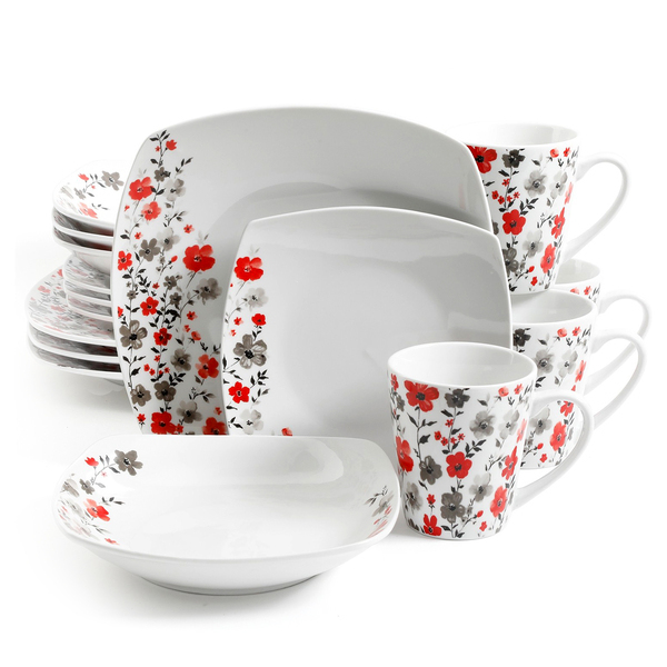 Picture of Gibson Home 94771.16 Rosetta Floral Fine Ceramic Dinnerware Set, White Floral - 16 Piece