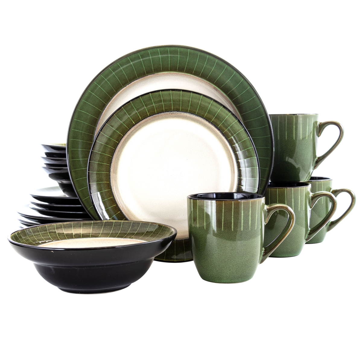 Picture of Elama EL-GRANDJADE16 Grand Jade Luxurious Stoneware Dinnerware with Complete Setting for 4 - 16 Piece