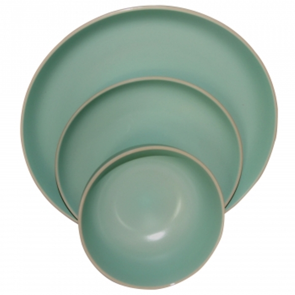 118318.12 Rockaway Stoneware Dinnerware Set, Matte Teal - 12 Piece