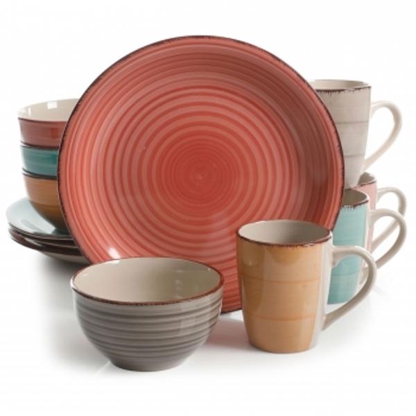 Picture of Gibson Home 123360.12 Color Vibes Pastel Mix & Match Stoneware Dinerware Set&#44; Assorted Color - 12 Piece