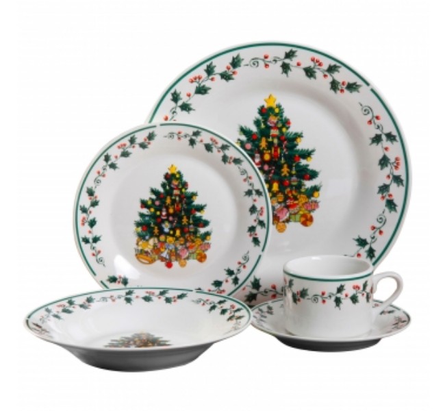 Picture of Gibson Home 108171.2 Tree Trimming 20 Pc Dinnerware Set Christmas Theme