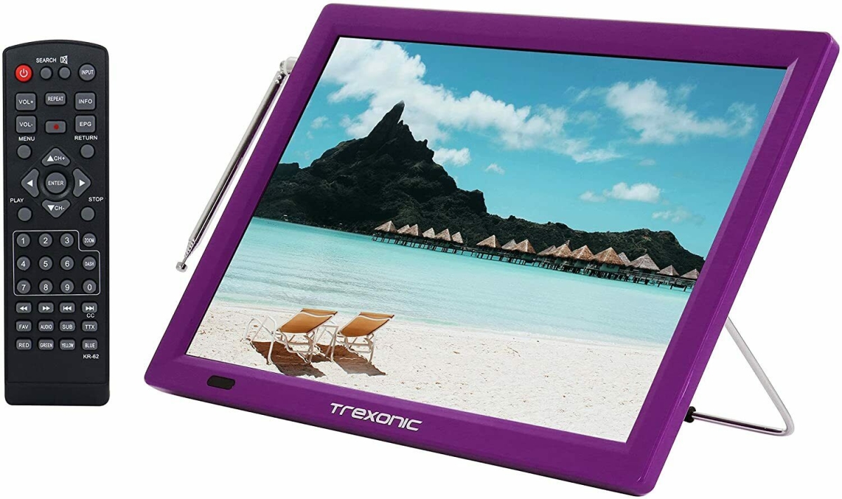 Picture of Trexonic TRX-14D-PURPLE 14 in. Portable Rechargeable LED TV with HDMI&#44; SD-MMC&#44; USB&#44; VGA&#44; AV In-Out & Built-in Digital Tuner&#44; Purple