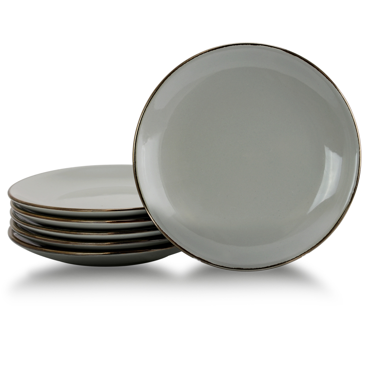 Picture of Elama EL-TAHITIANSAND 7.75 in. Tahitian Sand Salad Plate Set, Light Grey - 6 Piece