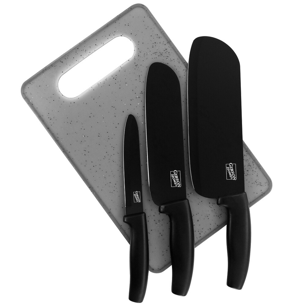 Picture of Gibson Home 128699.04 Edge Craft Nonstick Stainless Steel Cutlery Set with Cutting Board - 4 Piece