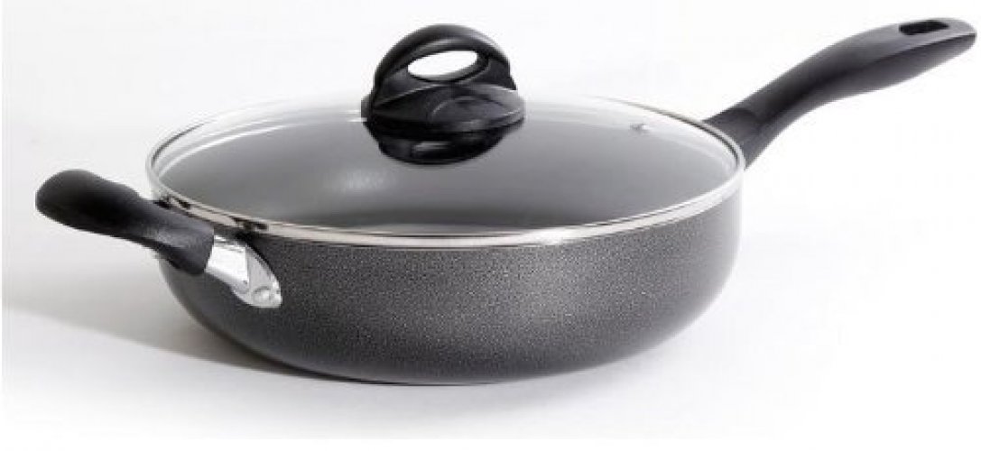 Picture of Oster 75663.02 10.25 in. Claiborne Aluminum Covered Saute Pan with Helper, Charcoal Grey