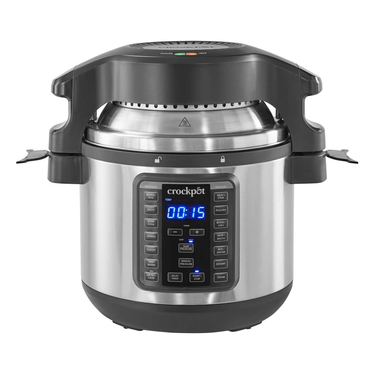 Picture of Crock Pot SCCPPA800-V1 8 Quart Express Crock Programmable Slow Cooker & Pressure Cooker with Air Fryer Lid&#44; Stainless Steel
