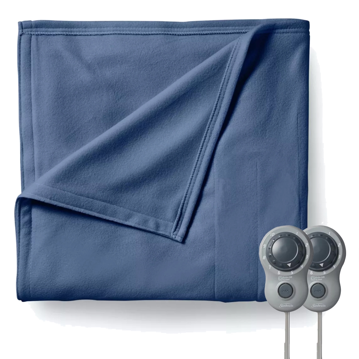 2152498 Electric Fleece Heated Blanket with Dual Zone, Blue - Queen Size